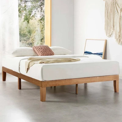 California King size Solid Wood Platform Bed Frame in Natural Wooden Finish - Image 1 of 3