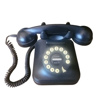 Pottery Barn GRAN TELÉFONO • Botón pulsador • Estilo giratorio retro vintage • NEGRO Foto 1 de 4