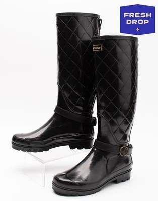PVP €180 BARBOUR Botas Wellington Hasta la Rodilla US7 UK5 EU38 Negro Logo Foto 1 de 4