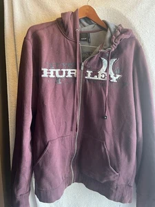 Hurley Hoodie Full Zip Sweatshirt Unisex Size XL Purple - Picture 1 of 3