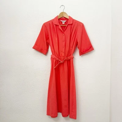 Vestido Camisa Blair House Vintage Años 70 80 Rosa Coral Para Mujer Talla 8 Hecho en EE. UU. De Colección Foto 1 de 4