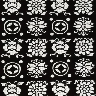 Antique Japanese Katagami Kimono Paper Stencil Katazome Flowers Shippo 4Y619 - Image 1 of 4