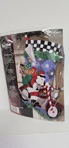 Bucilla MOTORRAD CRUISING SANTA Original Filz Weihnachtsstrumpf Set 2007 18" - Bild 1 von 6