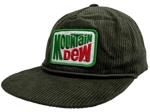 Mountain Dew Soda Men's Snapback Hat Embroidered Vintage Logo Patch Corduroy Cap - Picture 1 of 4