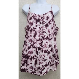 Faded Glory Purple White Tie Dye Spaghetti Strip Top XXL 20W Plus Lightweight - Picture 1 of 4