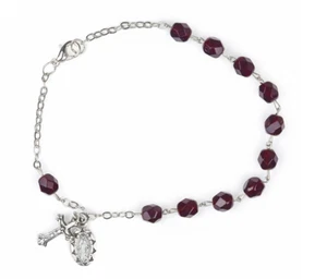 Pulsera rosario enero con medalla macula y dijes crucifijo - Imagen 1 de 1