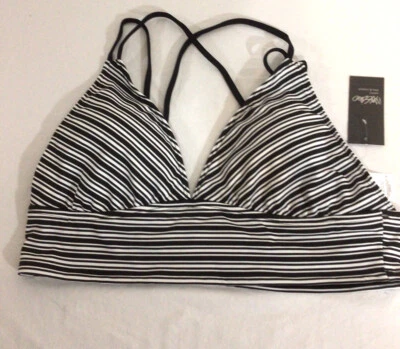 NWT Mossimo Strappy Bralette Bikini Top Size XL Black White Stripe NEW Swimsuit - Image 1 of 4