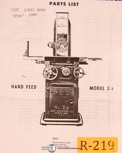 Reid 2-3, Surface grinders, 2300-3000, Parts Manual Year (1940) - Picture 1 of 1