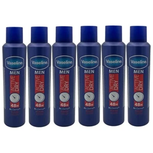 6 x VASELINE MEN ACTIVE DRY DEO 48hr PROTECTION ANTI-PERSPIRANT DEODORANT 250ml - Picture 1 of 2