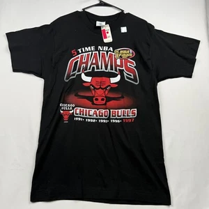 Vintage Chicago Bulls 5 Time NBA Champs T-Shirt Mens Medium Black Deadstock - Picture 1 of 10