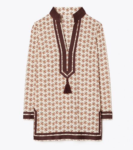 Tunica Tory Burch Tory L nuova con etichette caftano con etichette logo riccio Ditsy