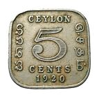 Ceylon Sri Lanka Coin 1920 George V 5 Cents