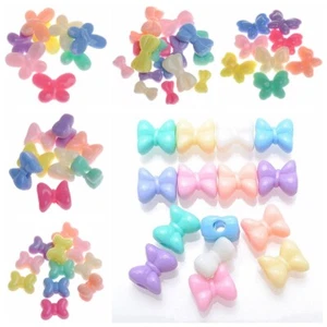 50 pcs Mixed Pastel Color Acrylic Butterfly Bows Charm Beads Various Shape - Picture 1 of 17