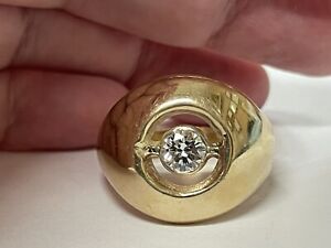 Estate Mens 0.90ct Diamond Ring 14k Yellow Gold Ring Size 13
