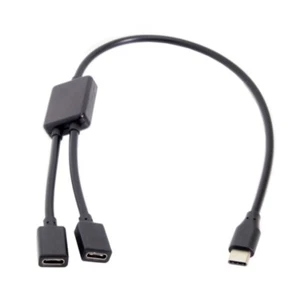 USB C Male to Two USB C Female Splitter Hub Cable for Type C Charger Powerbanks - Photo 1 sur 9