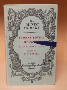 Muses Library, Thomas Lovell Beddoes, Donner Routledge, GOOD CONDITION - Picture 1 of 9