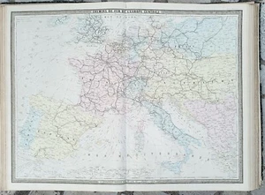 Chemins de Fer de l'Europe Central Belle Grande Carte de 68 x 53 cm Editée 1859 - Picture 1 of 3