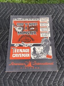 Original 1958 How To Make A Monster & Teenage Cave Man Pressbook *RARE*