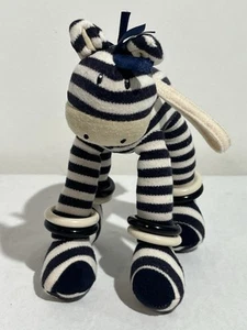 Carrozzina giocattolo morbida Jellycat Jellykitten Skidaddle Zebra blu navy bianco cerchio 7,5" - Foto 1 di 12