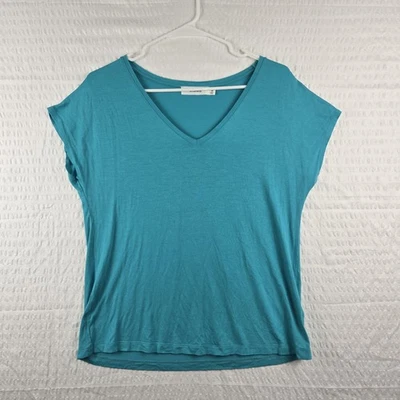 Camisa Top Kettlewell Mujer Azul Aqua Manga Corta Cuello en V Elastizada Talla M Foto 1 de 4