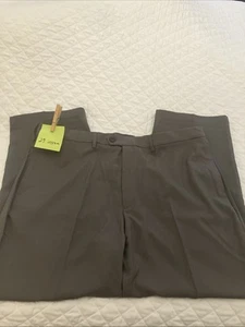 Haggar Men’s E-CLO™ Stria Dress Pant Khaki Brown Flat Front 42x29 Comfort Waist - Picture 1 of 8