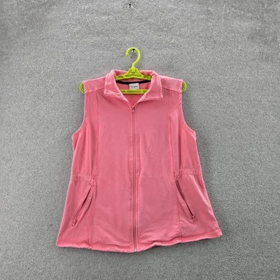 T By Talbots Women Vest L Pink Zipper Sleeveless - Imagem 1 de 4