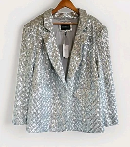 Eloquii Silver Sequin Blazer Women’s 20 Lined Pockets Event NWT - Picture 1 of 10