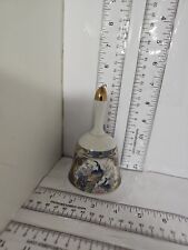 The Leonardo Collection Peacock Bell Porcelain 5" Inches Tall Flowers Gold Trim