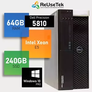 Dell Precision 5810 Xeon E5-1630 v3 64GB RAM 240GB SSD + 1TB HDD NVIDIA NVS 310 - Picture 1 of 14