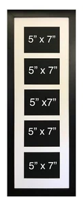 MULTI APERTURE PICTURE PHOTO FRAME FOR 5 x 7" X 5" PHOTOS BLACK FRAME AND MOUNT - Picture 1 of 1