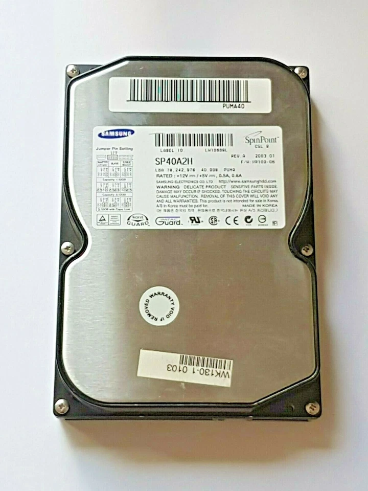 40 GB Ide Samsung Spinpoint SP40A2H 7200RPM HDD Ata 2MB 3,5 " Hard Drive - Image 1 of 1