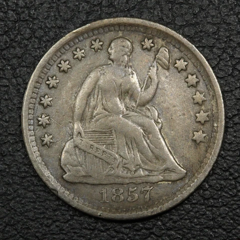 1857 Seated Liberty Silver Half Dime - Cleaned Cover