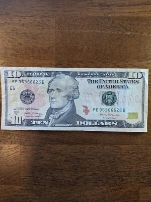 2017 A  $10 dollar fancy serial number 5 of a Kind - Image 1 of 2