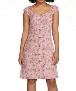 No Boundaries Juniors Faux Button Front Floral Print Swing Dress 2x(19) #BKC8 - Picture 1 of 3