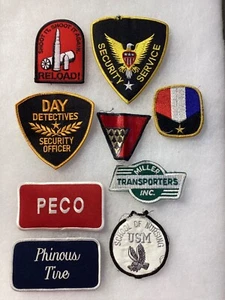 VINTAGE MIXED PATCH LOT OF 9 PATCHES Peco Phinous Tire etc. - Picture 1 of 2
