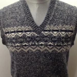 Vintage Sears Kings Road Men's Large Sweater Vest Knit Wool Acrylic Blend Nordic - Picture 1 of 6