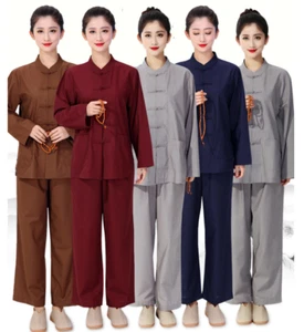 Neu Unisex Baumwolle Buddhistischer Shaolin Mönch Kleidung Sets Kung Fu Anzug Arhat Uniform - Bild 1 von 24