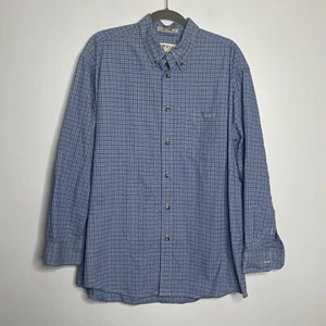 Orvis Mens Shirt L Blue Checked 100% Cotton Size Large long sleeve button up - Picture 1 of 6