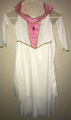 DISFRAZ HALLOWEEN BLANCO niña talla pequeña rosa brillo oro ribete talla 4-6 TAN LINDO Foto 1 de 2