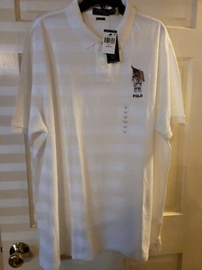 Polo Ralph Lauren Classic Fit Embroidered USA Flag Bear White Polo Shirt New XXL - Picture 1 of 5