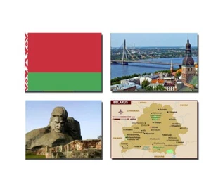 4er Set Weißrussland Kühlschrankmagnete - Flagge, Karte und Wahrzeichen Sehenswürdigkeiten - Bild 1 von 1