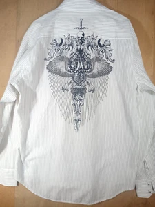 Level Ten Shirt Mens XXL 2 SIDED Striped Graphic Button up Long Sleeve 2XL - Picture 1 of 14