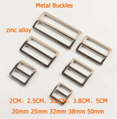 20mm 25mm 32mm 38mm 50mm Metal Sliding Bar Strap Adjuster Buckles Slider - Image 1 of 4
