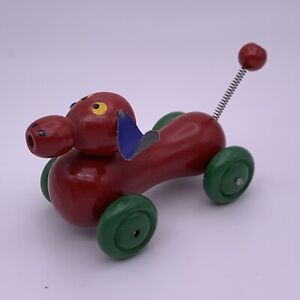 Vintage Made in Sweden 3" Wheeled Dog Wooden Toy Brio?