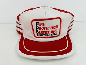 Vintage 3 Streifen Houston Texas Brandschutz Mütze rot Netz verstellbar USA - Bild 1 von 10