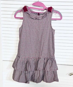 GYMBOREE party plaid dress size 8 Girls rhinestone bows EUC - Picture 1 of 10