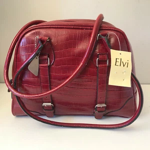 Red faux leather hand/shoulder bag from Elvi - Small 8.5cmx23cmx31cm JP - Picture 1 of 3