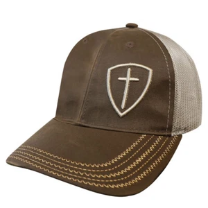 Kerusso Mens Cap - Cross Shield - Brown/Cream - One Size Fits Most - Picture 1 of 1