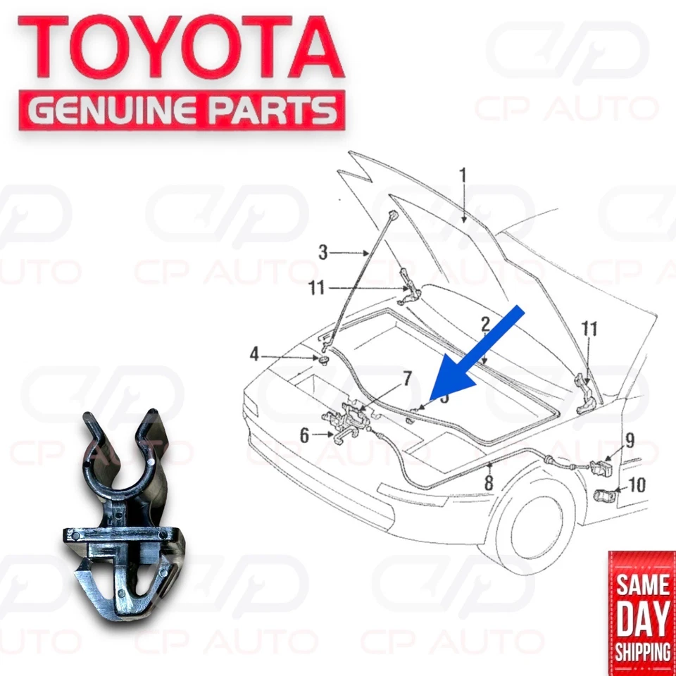 90-95 TOYOTA MR2 CAPÓ DELANTERO SOPORTE VARILLA ABRAZADERA RETENEDOR CLIP FABRICANTE DE EQUIPOS ORIGINALES NUEVO Foto 1 de 4