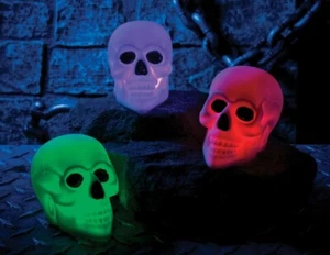 Skull Head - Color Changing - Plastic - Decor - Light Up - Costume Accessory - Picture 1 of 3